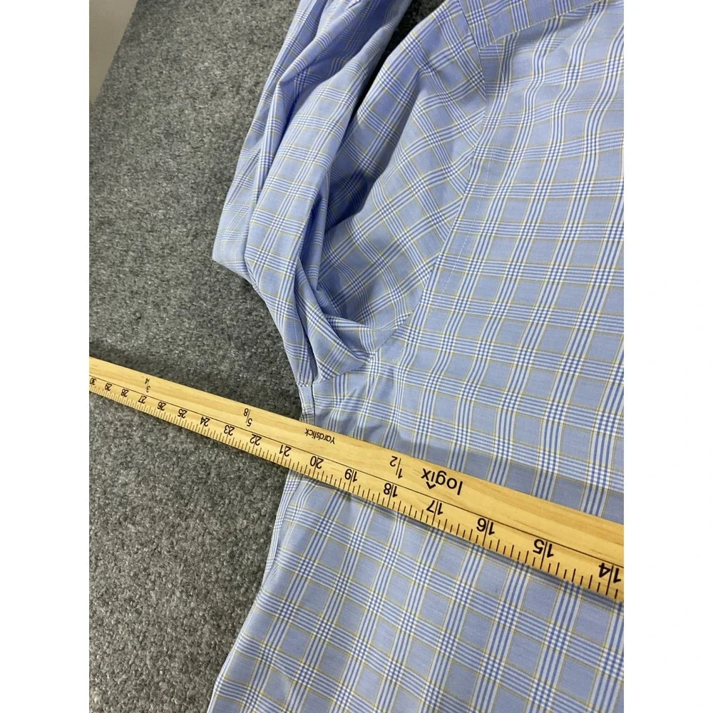 Charles Tyrwhitt Extra Slim Fit Dress Shirt 16/33 Blue Plaid Check Button Front